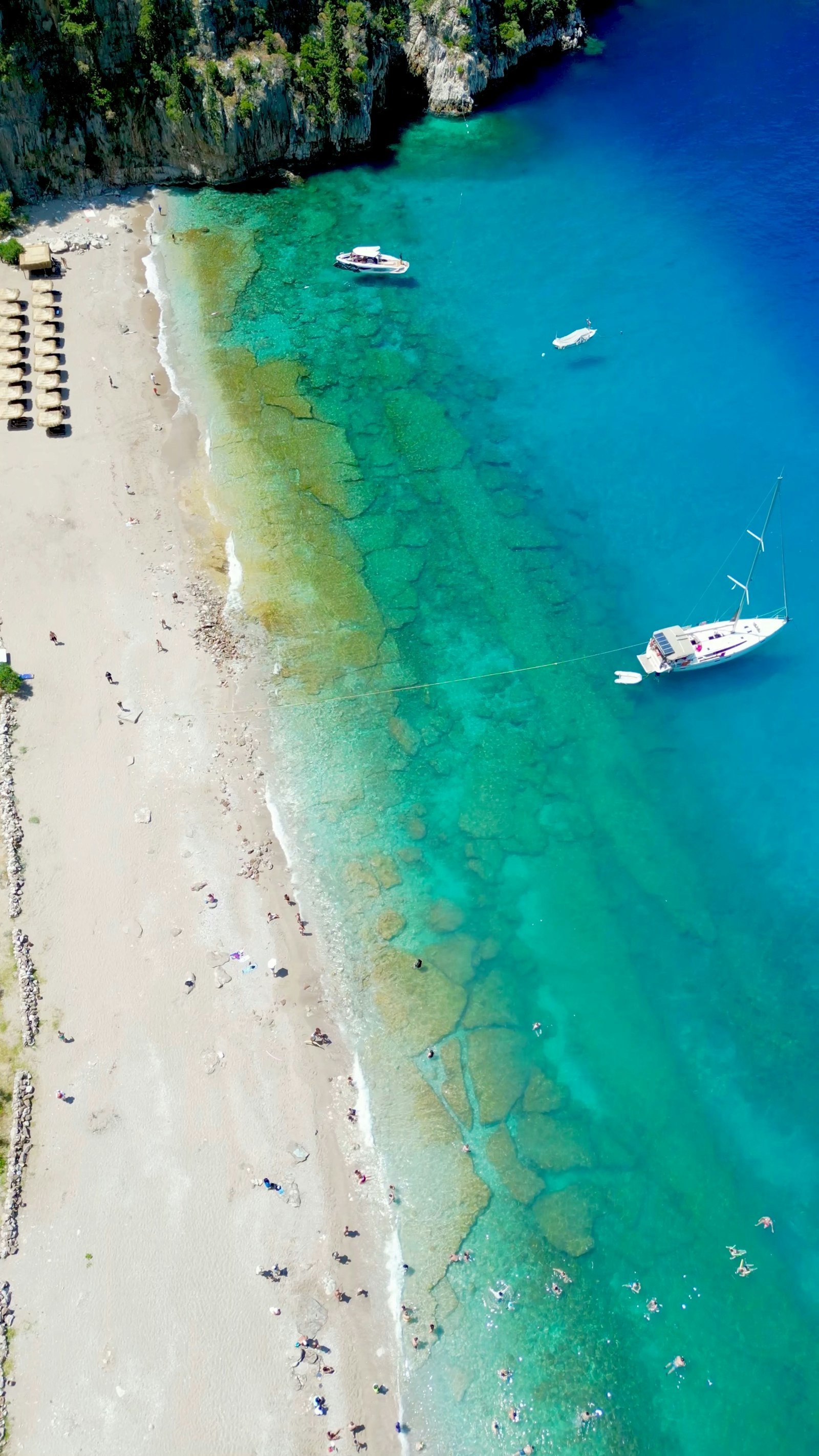 Aerial view of turquoise Butterfly Valley on Turkey's Mediterranean coast