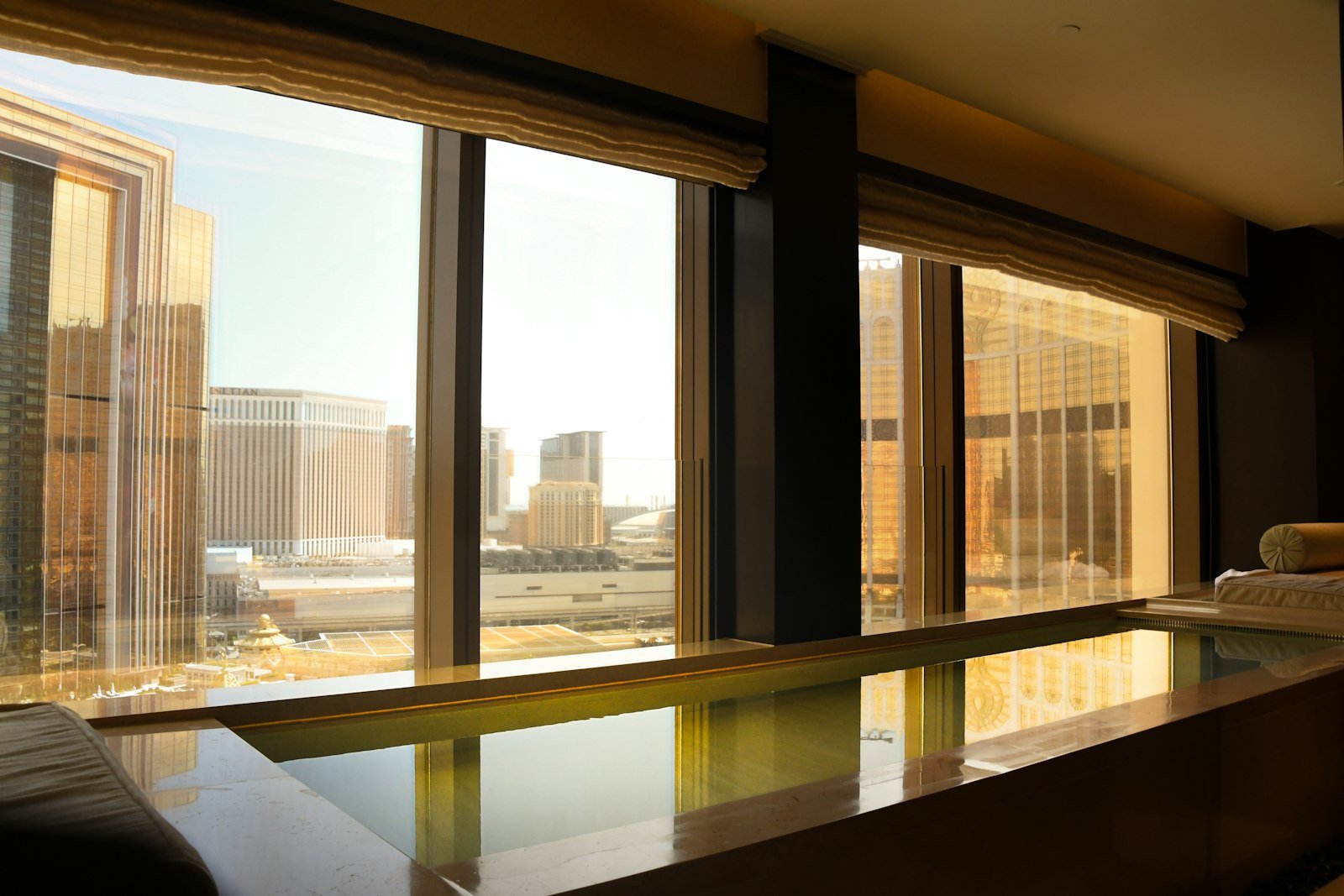 Premium luxury hotel suite with city view