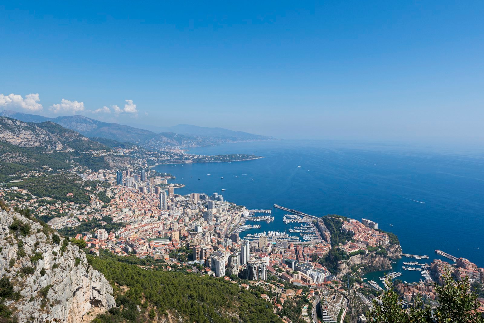 Premium aerial view of Monaco and the Mediterranean coastline