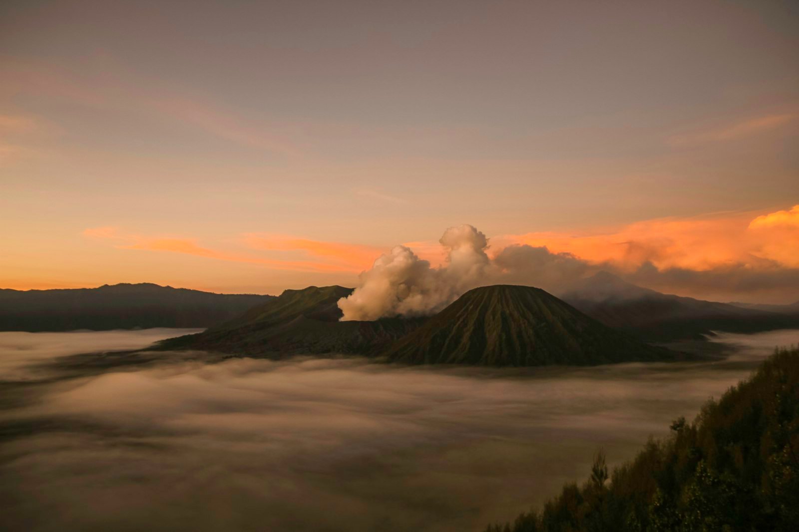 Mount Bromo at sunrise in East Java, Indonesia
