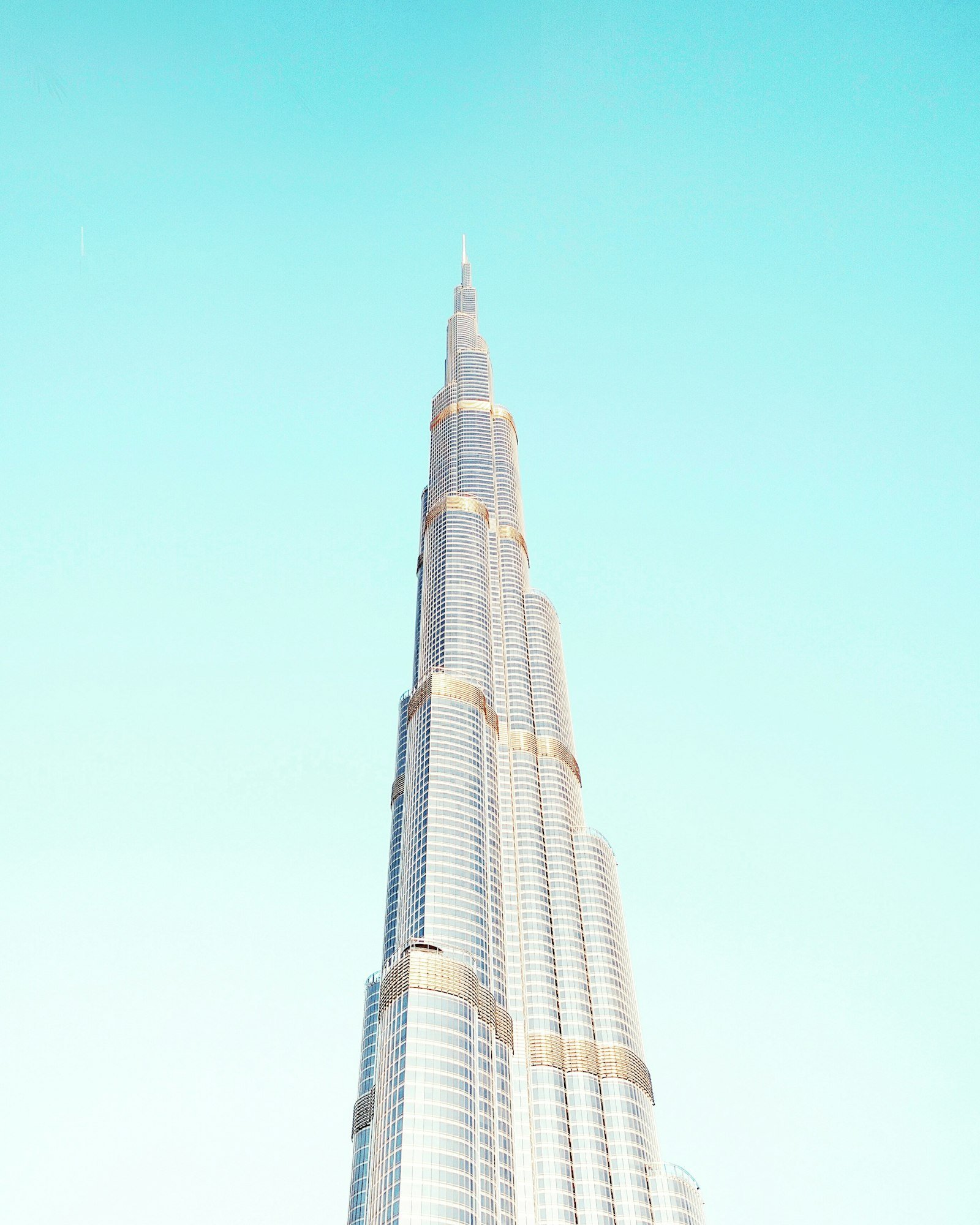 Burj Khalifa reaching into the blue Dubai sky