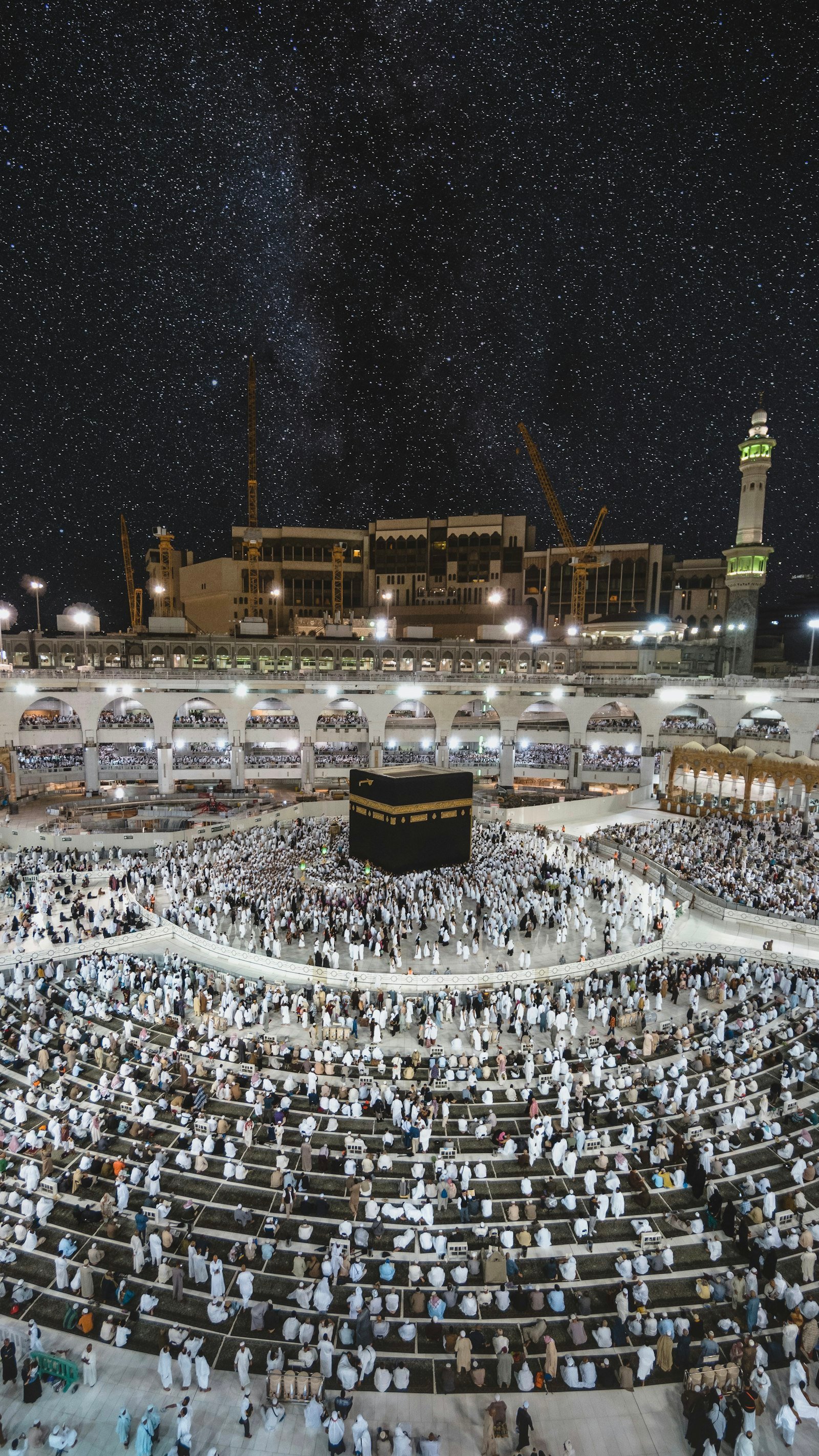 The Holy Kaaba surrounded by worshippers after Fajr in Masjid al-Haram