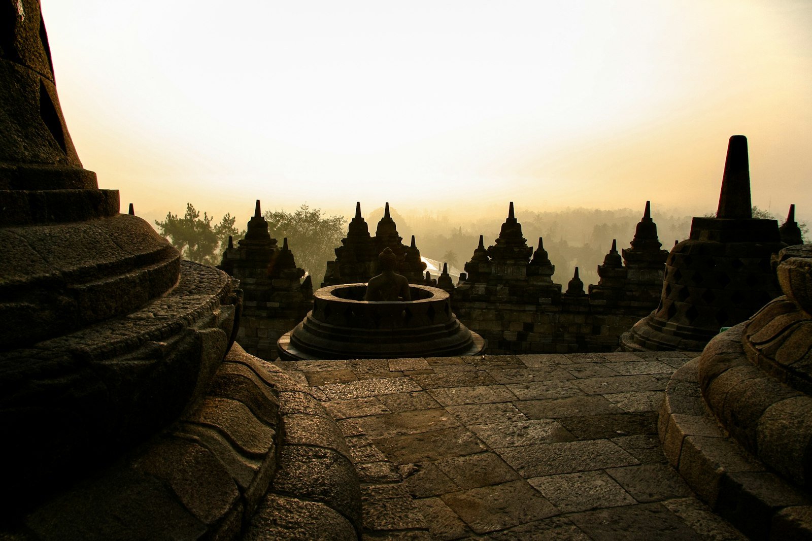 Ancient Borobudur temple in Central Java, Indonesia
